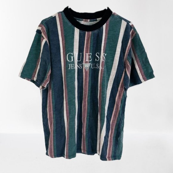 Vintage GUESS Sayer Stripe Tee Urban Outfitters Size Small - Picture 1 of 2